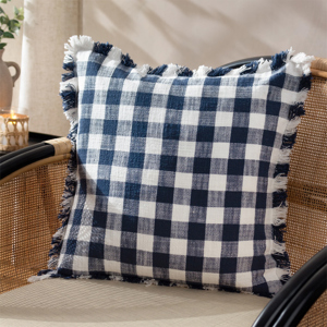 Yard Barton Check Fringed Cushion